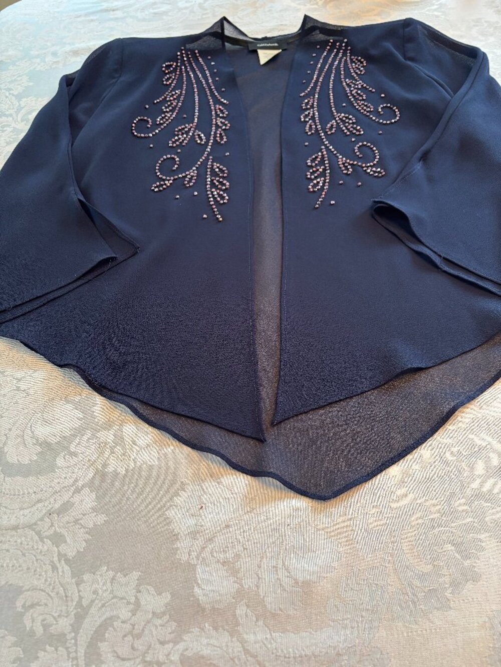 Vintage R & M Richards Eveningwear Jacket Embellished Lightweight Navy Size  8